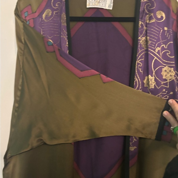 S. Ryan Designs 100% Silk Womens Kimono Style Top Wearable Art OSFM Dry Clean - Picture 7 of 11